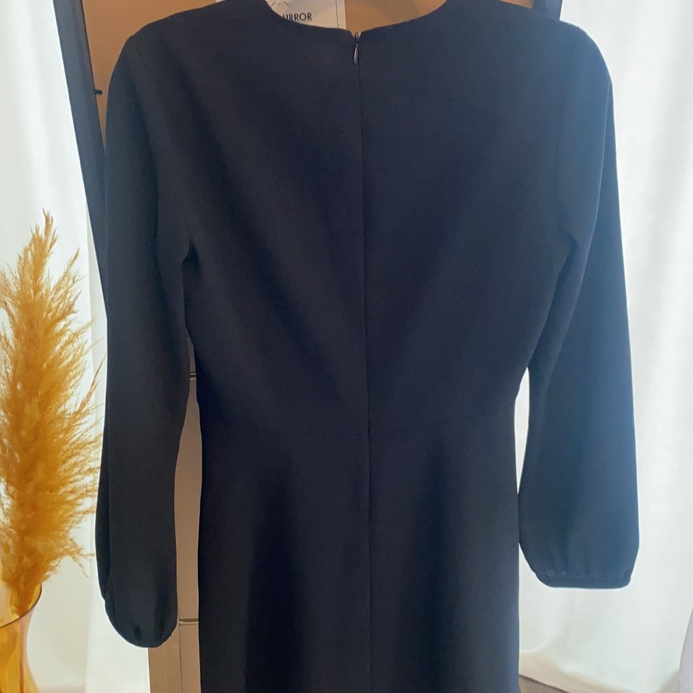 Zara modest black A- line midi long sleeve dress size M - Picture 6 of 7